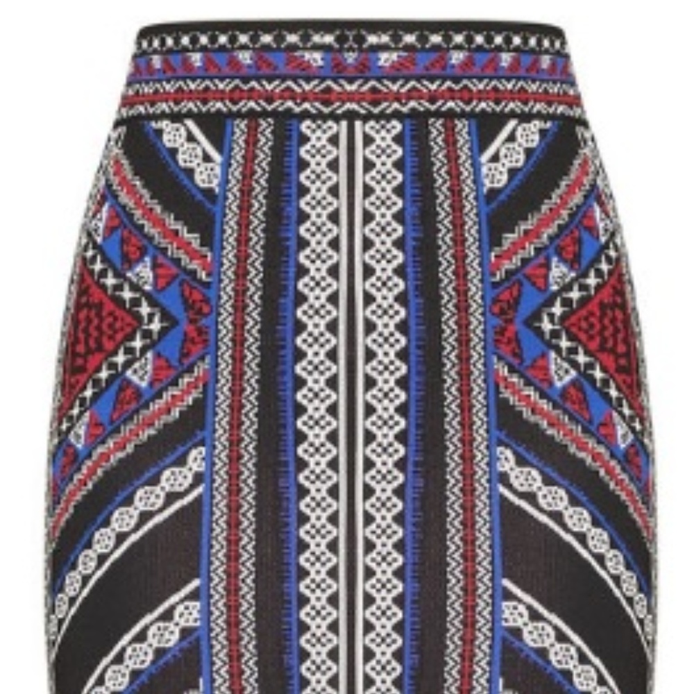 BCBGMAXAZRIA Geometric Jacquard Pencil Skirt Large